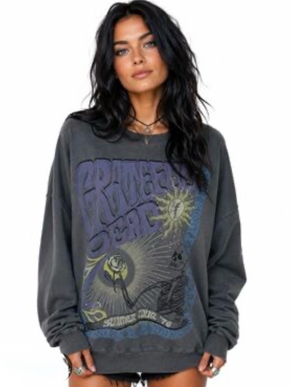 Grateful Dead American Eagle Graphic Scoopneck Sweatshirt